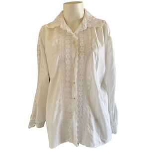 Adelaar Matson  women’s vintage L white eyelet cotton cottagecore western button